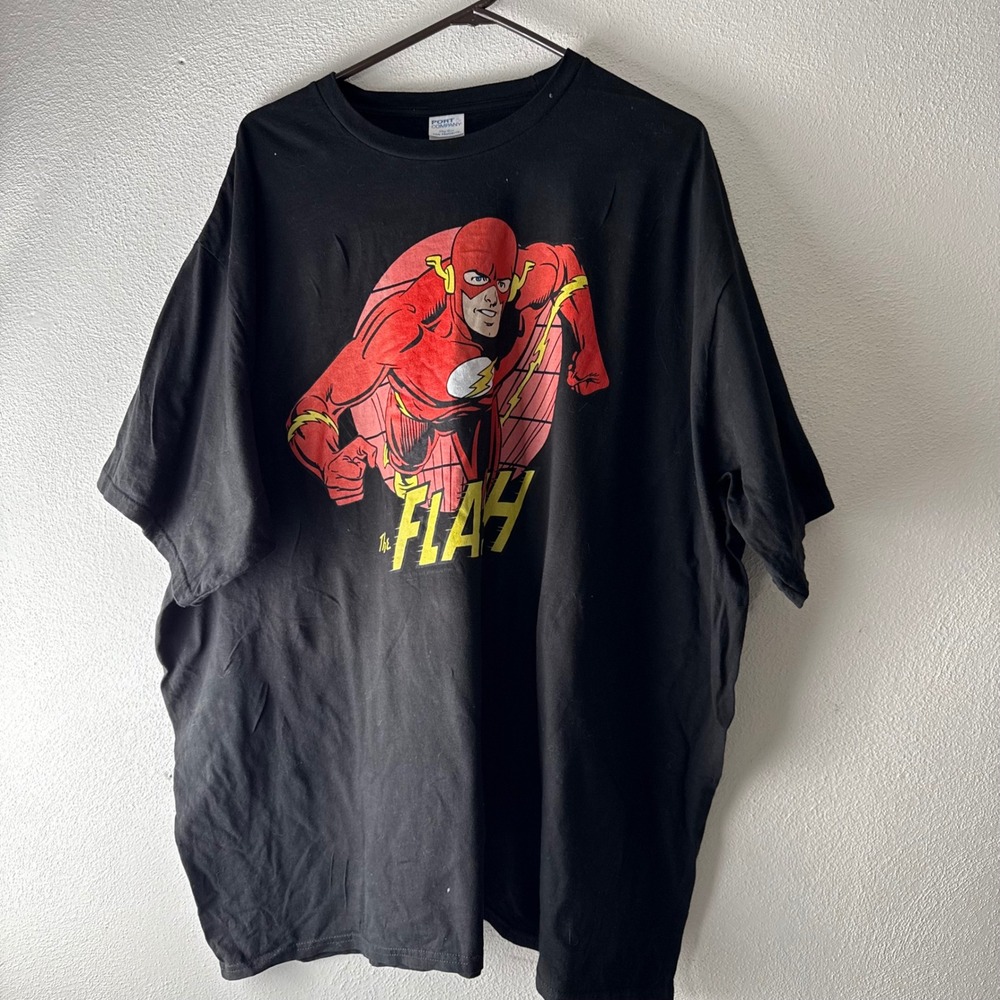 Vintage The Flash DC Comics Graphic T Shirt Black 4XL Port & Company Oversized